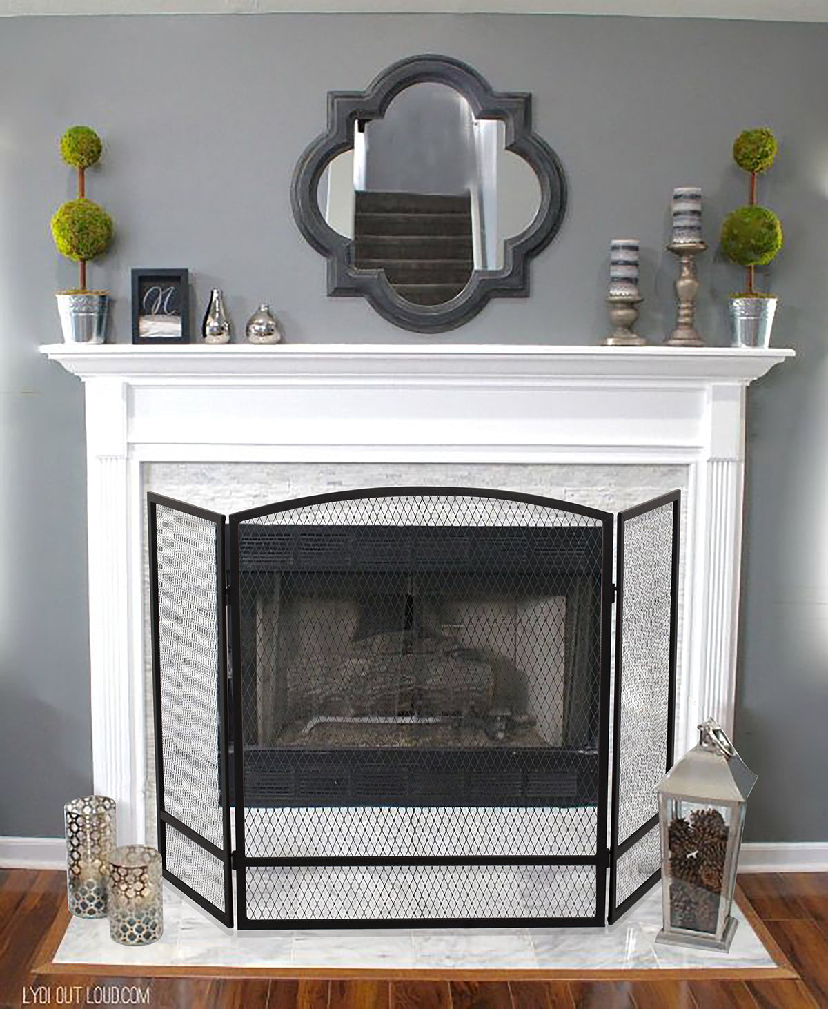 3-Panel Arch Screen with Double Bar A52822