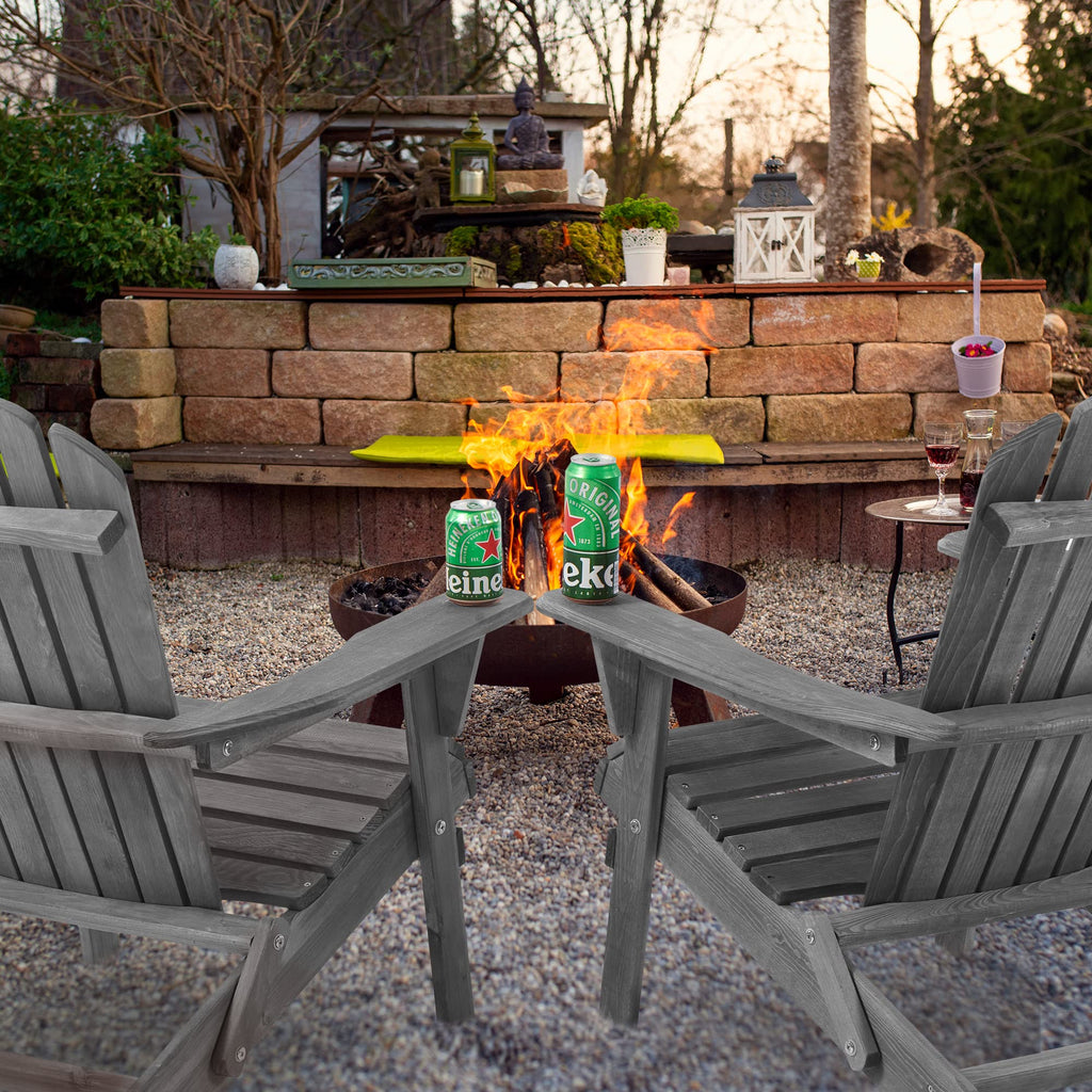 Folding Solid Wood Adirondack Chair Set of 2 Grey K3105