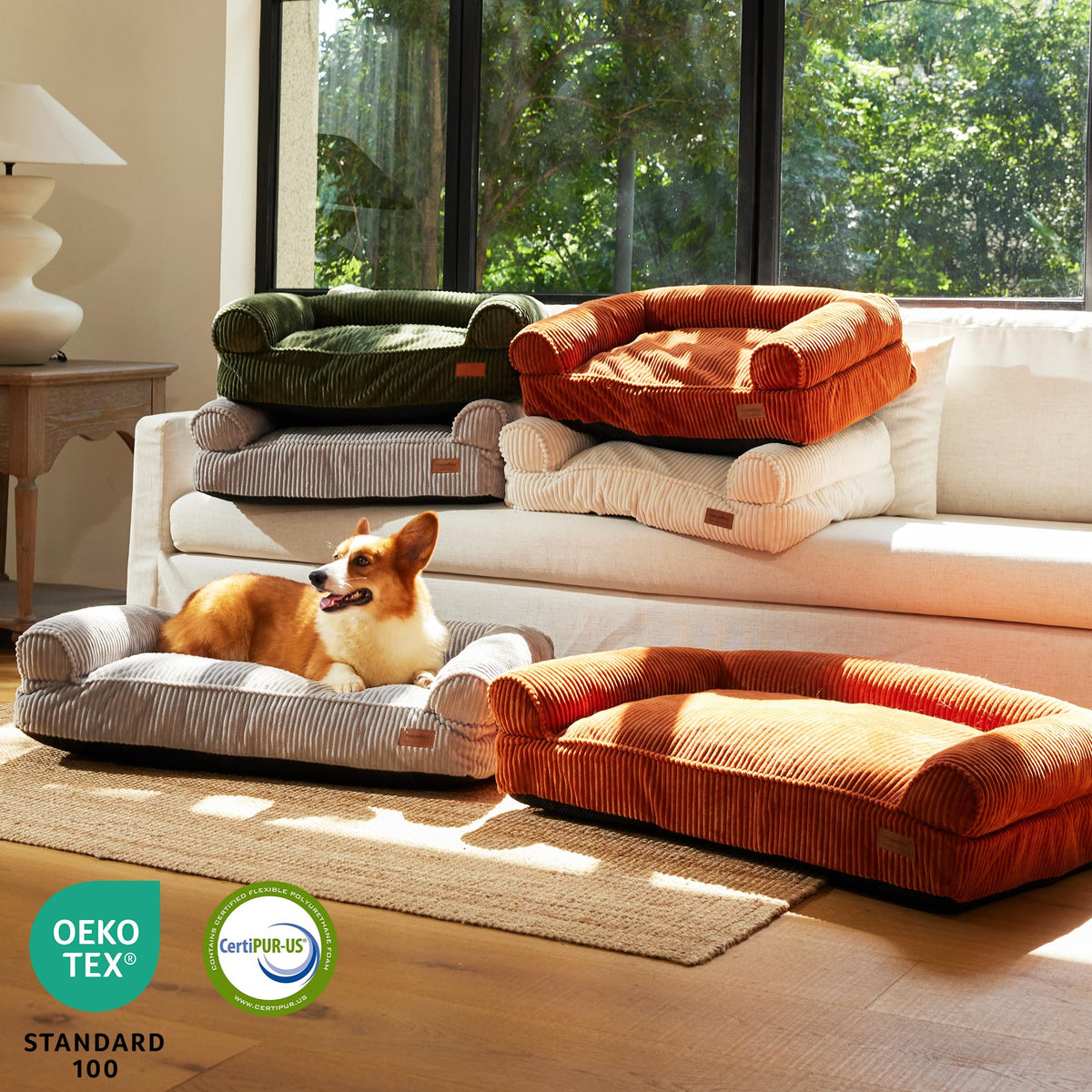 Corduroy Waterproof Washable Cover Dog Couch Bed B8436