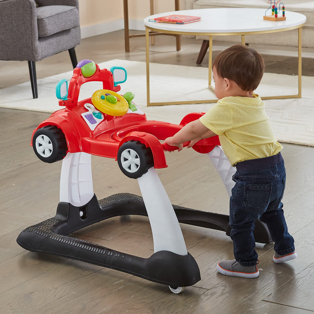2-in-1 Baby Push Walker with Wheels, Seated or Walk-Behind, Racer Red L980577